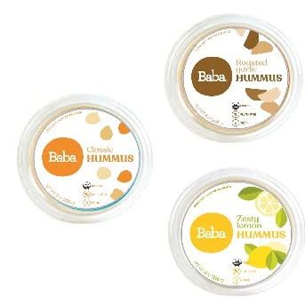 Baba Small Batch Organic Hummus (8 oz, 3 Pack) - USDA Organic, Gluten Free, Vegan, Non-GMO, Cholesterol Free (Classic, Zesty Lemon, Garlic)