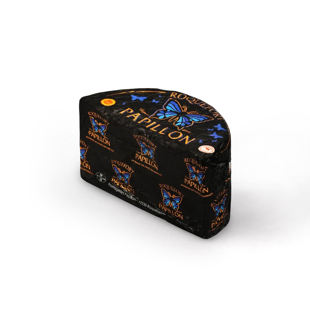 Roquefort Papillon Black Label Semi-Soft Sheep's Cheese from France - 1 lb / 454 g