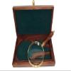Schooner Bay Co.- 9-1/4" Brass and Wood Antique Magnifying Glass and Storage Case Reproduction view 2