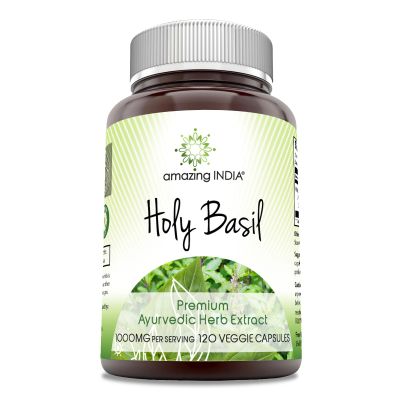 Amazing India Holy Basil Extract Supplement | 500 Mg Per Serving | 120 Veggie Capsules | Non-GMO | Gluten-Free | Made in USA