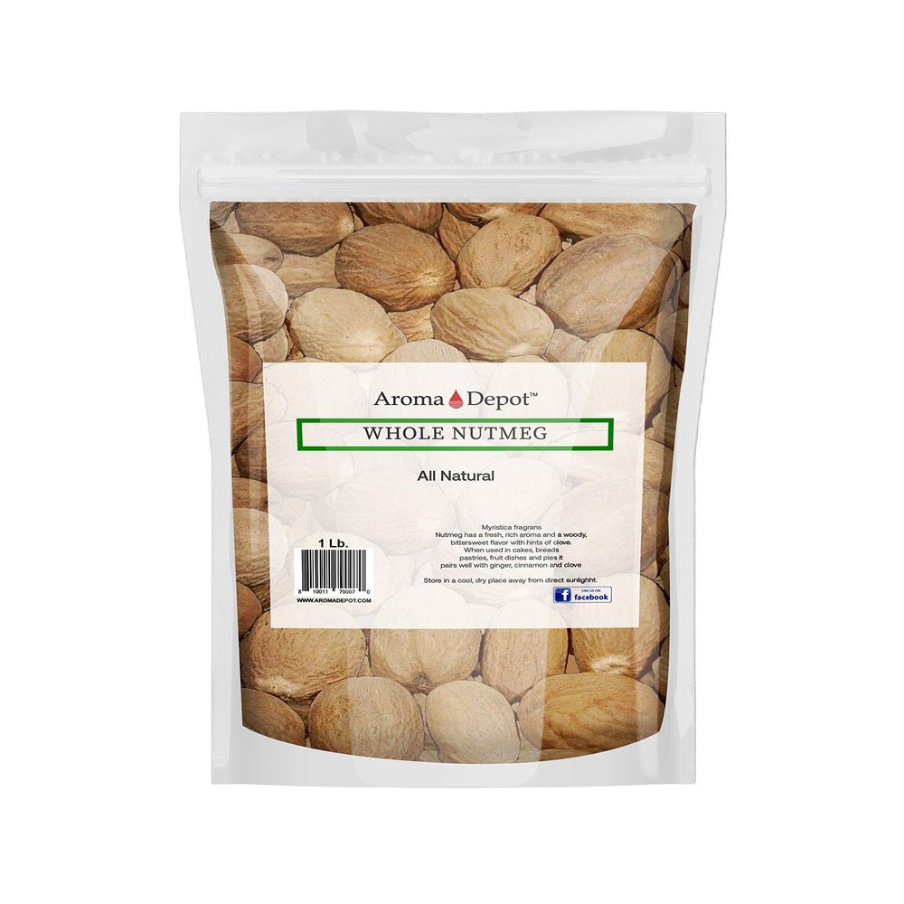 100% Natural Premium Whole Nutmeg Seasoning Spice Kosher Non-GMO Free (1 Lb)