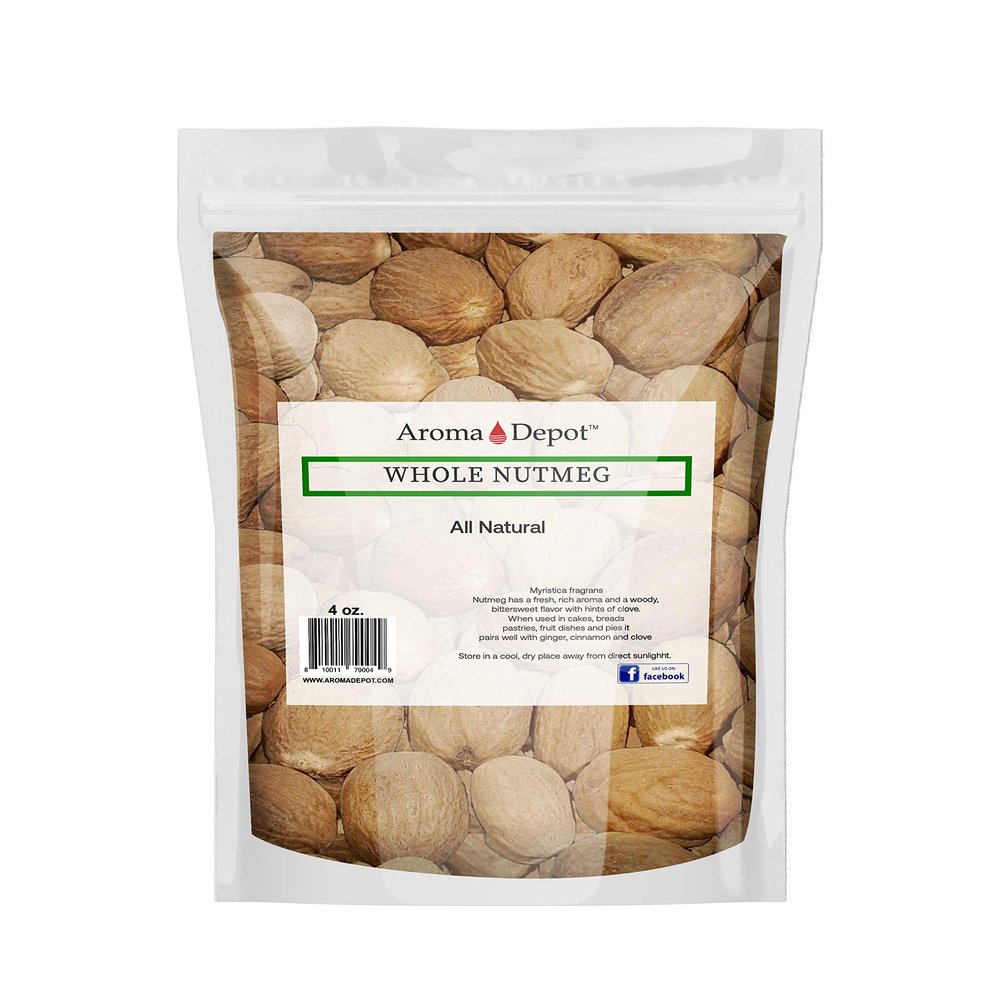 100% Natural Premium Whole Nutmeg Seasoning Spice Kosher Non-GMO Free (4 oz)