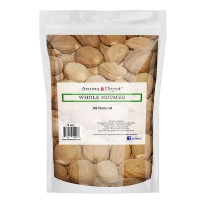 100% Natural Premium Whole Nutmeg Seasoning Spice Kosher Non-GMO Free (8 oz)