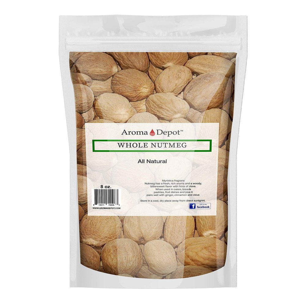 100% Natural Premium Whole Nutmeg Seasoning Spice Kosher Non-GMO Free (8 oz)
