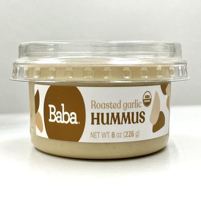 Baba Organic Hummus (8 oz) - USDA Organic, Gluten Free, Vegan, Non-GMO, Cholesterol Free, Zero Preservatives (Roasted Garlic Hummus)