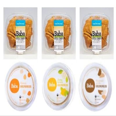 Baba Organic Hummus (6 Pack) - Zero Preservatives, USDA Organic, Gluten Free, Vegan, Non-GMO, Cholesterol Free (Best Sellers + Pita Chips)