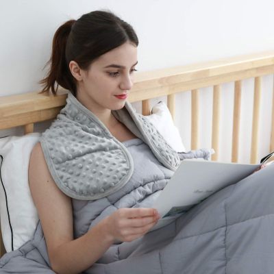 MAXTID Weighted Shoulder Wrap 2 lbs Weighted Relief Wrap for Shoulder, Neck with Glass Beads - Grey Weighted Body Neck Pillows for Adults Kids