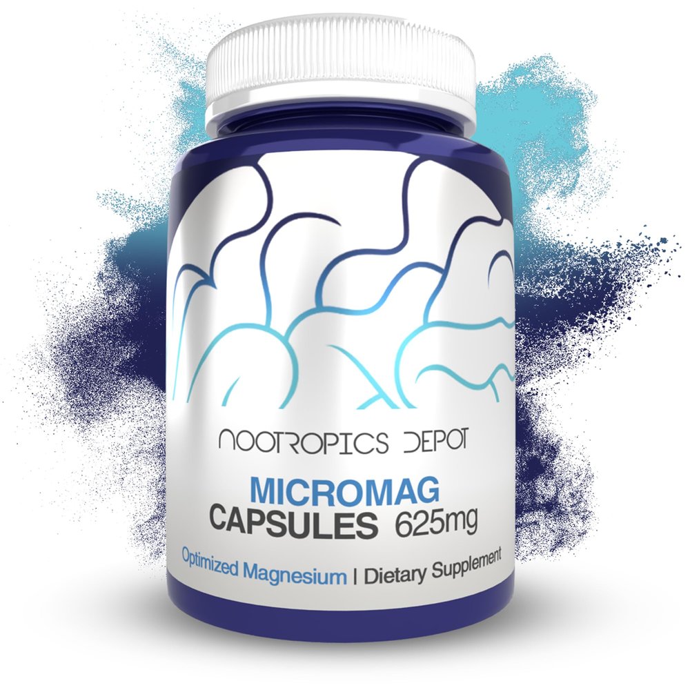 Nootropics Depot MicroMag Magnesium Capsules | 625mg | 30 Count | Contains 200mg of Elemental Magnesium
