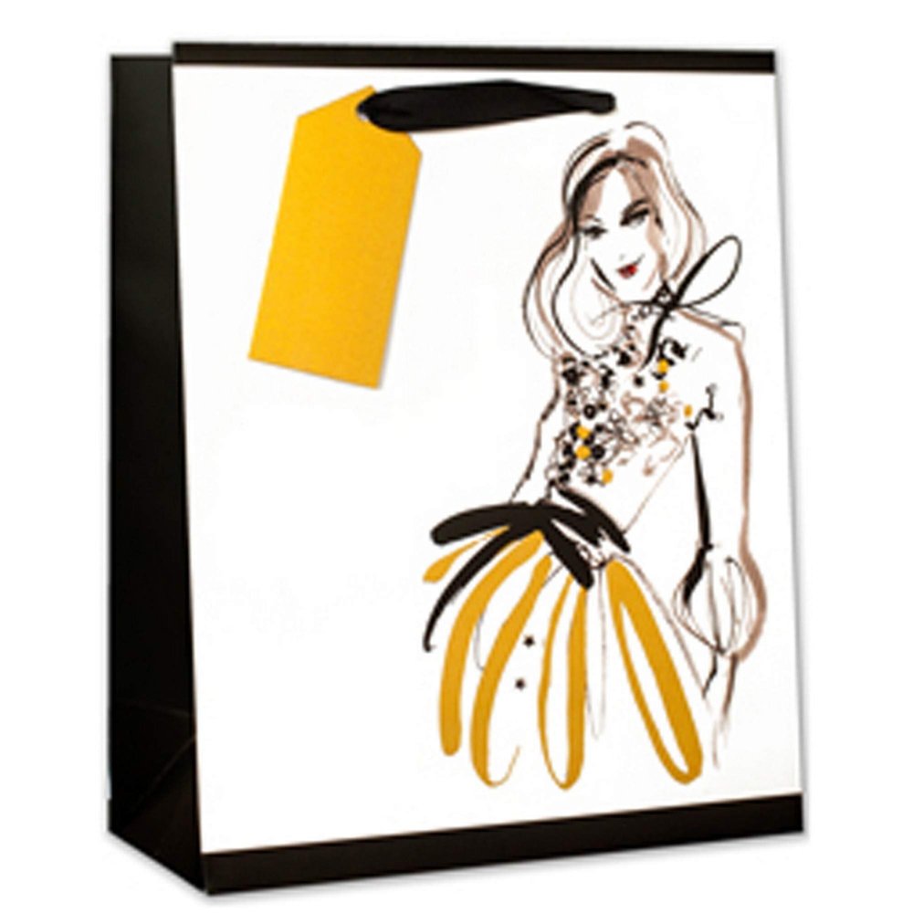 Simon Elvin Glitter Cute Female Gift Bags (Pack Of 6) (One Size) (White/Black/Gold)