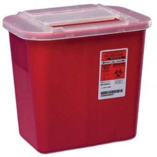 41132820 Multi-Purpose Sharps Container Sharps-A-Gator 10.25H X 7D X 10.5W Inch 2 Gallon Red Base Sliding Lid