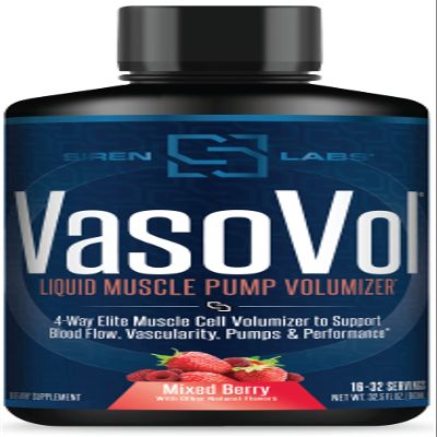 SIRENLABS Vaso-VOL Liquid Muscle Pump Volumizer with Agmatine Sulfate - Pre Workout for Men to take Your Workouts to The Next Level with Vascularity and Performance (Mixed Berry)