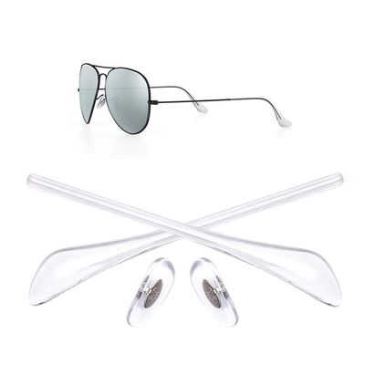 Replacement Temple Tips Nose pads for Ray-Ban Aviator RB3025 3026 Sunglasses Repair Kits,Bonus Sunglasses Cloth(Clear)