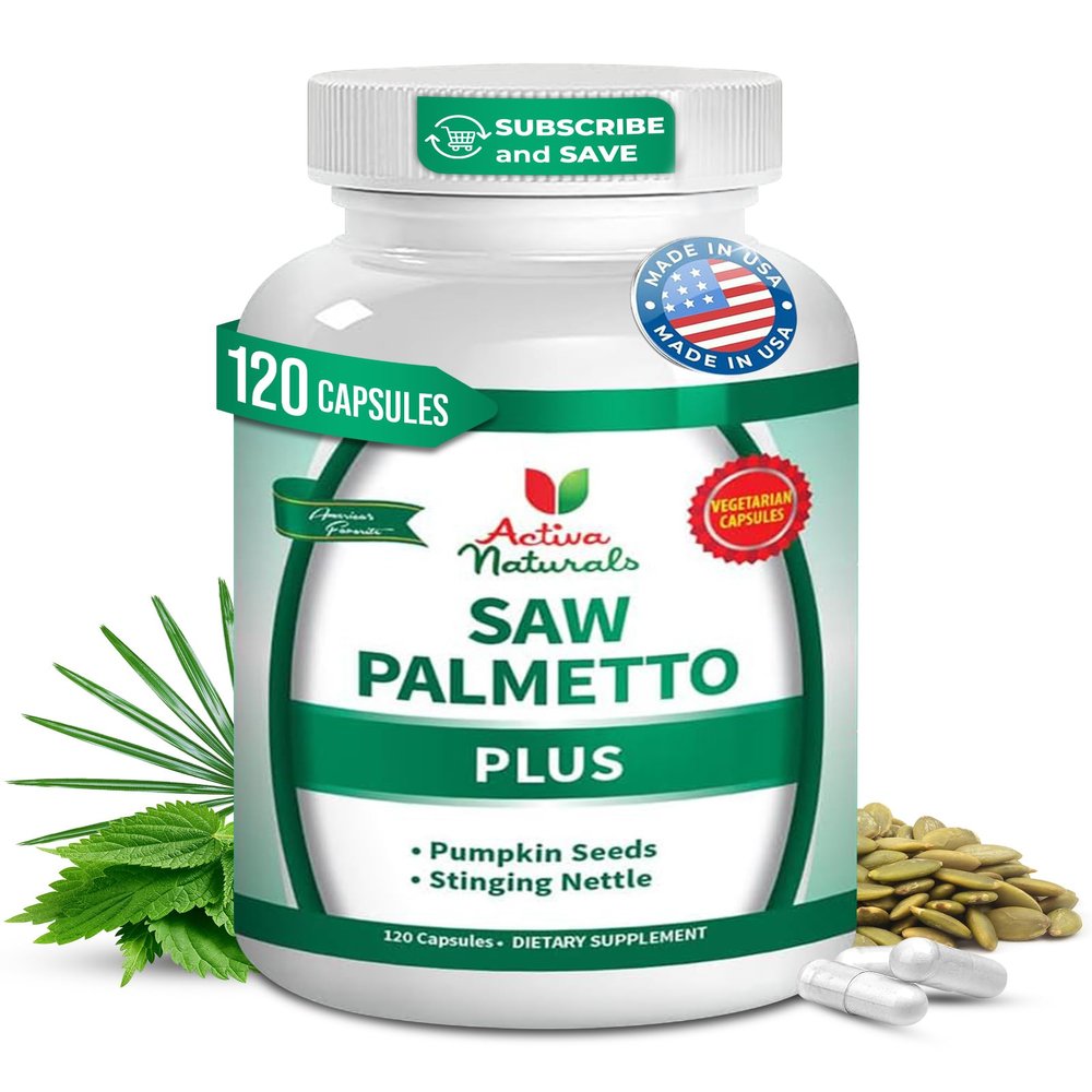 Activa Naturals Saw Palmetto Supplement with Pumpkin Seed & Stinging Nettle 120 Veg Capsules Herbal Blend for Everyday Balance Non-GMO Ingredients, Made in USA, No Fillers or Artificial Colors