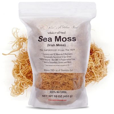 Red's Kitchen Sink Irish Sea Moss | Seamoss | 1 Pound | Wildcrafted - 100% Natural, Makes 240+ oz of Sea Moss Gel, from St. Lucia - 16oz