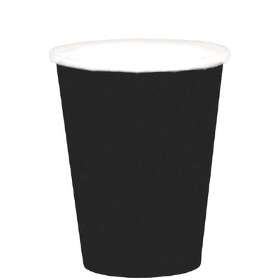 Amscan Vibrant Jet Black Paper Cups (6 Packs of 20) - 9 oz. - Perfect for Parties, Gatherings, Picnics & Home Use - 120 Pc.