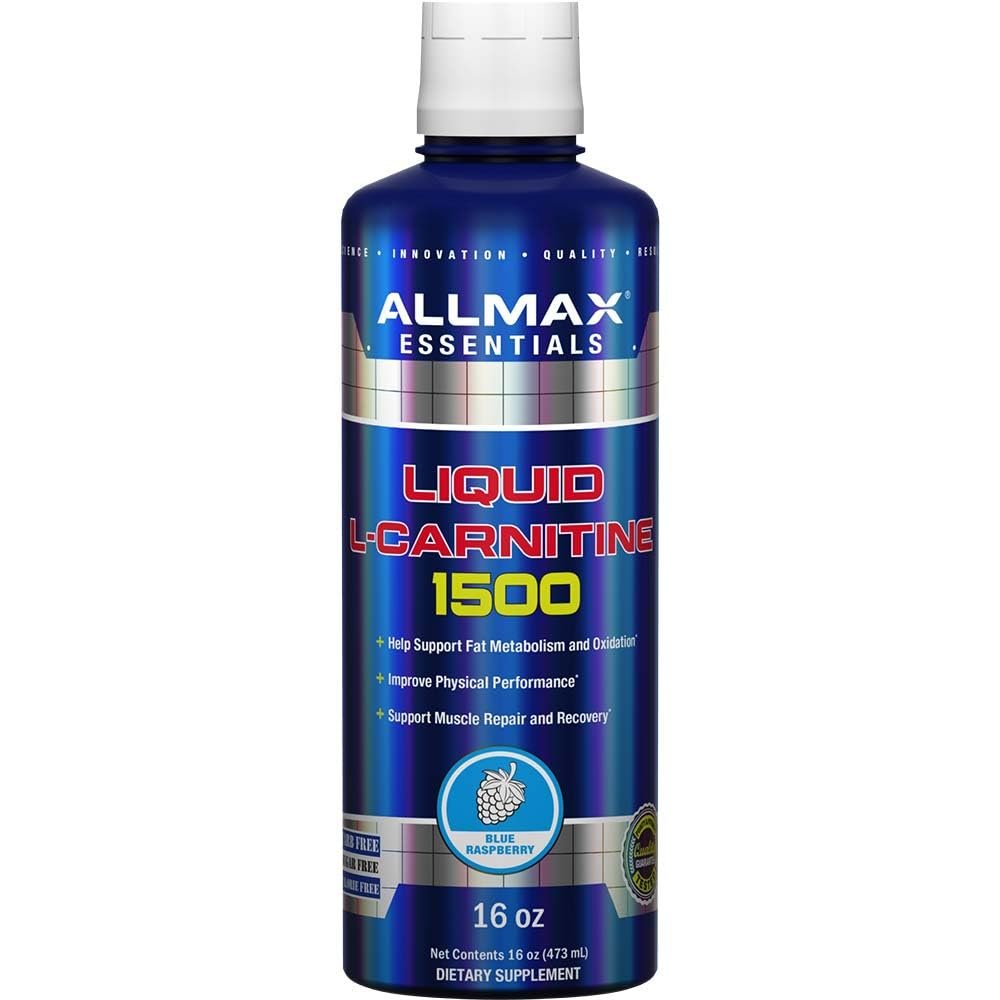 ALLMAX Nutrition Liquid L-Carnitine 1500 Miligrams, Blue Raspberry, 16 oz (473 ml)
