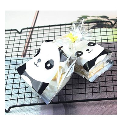 100PCS Panda Pattern Clear Cellophane Bags with 4" Twist Ties Sweet Cookie Candy Party Gift Wrapping Packaging Bags