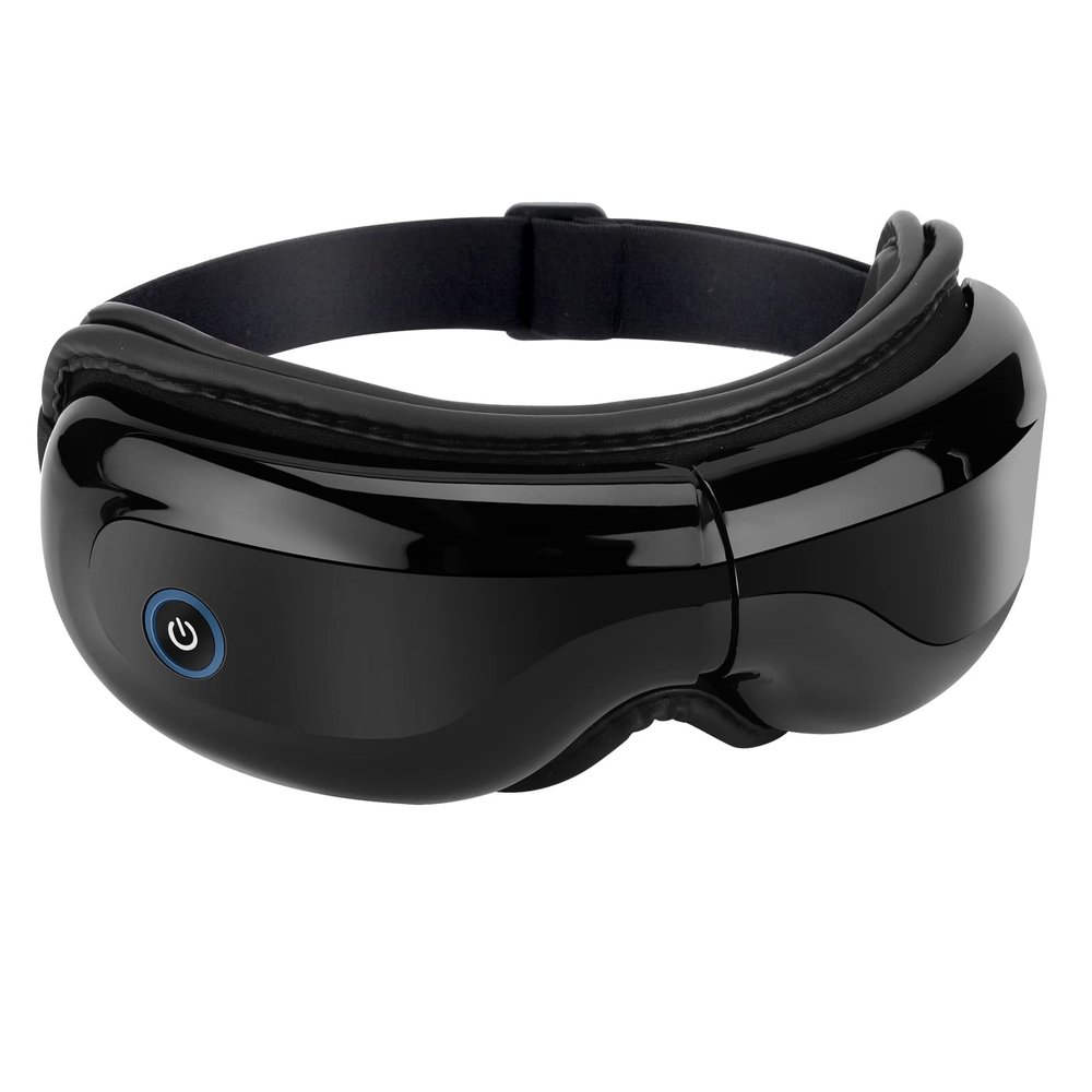 ALASKA BEAR Multi-Functional Eye Massager with Heat, Air Pressure Massage, Hot Compress, Built-in Music, Massager for Eye Fatigue, Dry Eyes and Dark Circles (Black i)