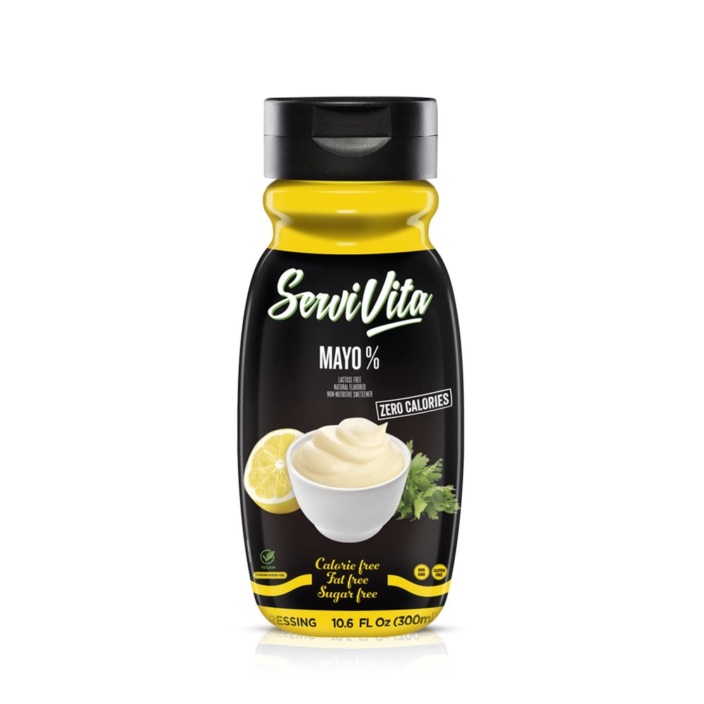 Fat Free MAYO MAYONNAISE Sauce Zero Calories and Fat Free Mayo 10.6 FL OZ - No Sugar Mayonnaise Sauce Gluten-Free, Non-GMO, Vegan and Keto Friendly - ServiVita