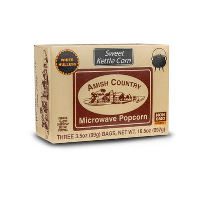 Amish Country Popcorn | Old Fashioned Microwave Popcorn | Non-GMO, Gluten Free, Microwaveable and Kosher (Sweet Kettle Corn, 3 Pack)