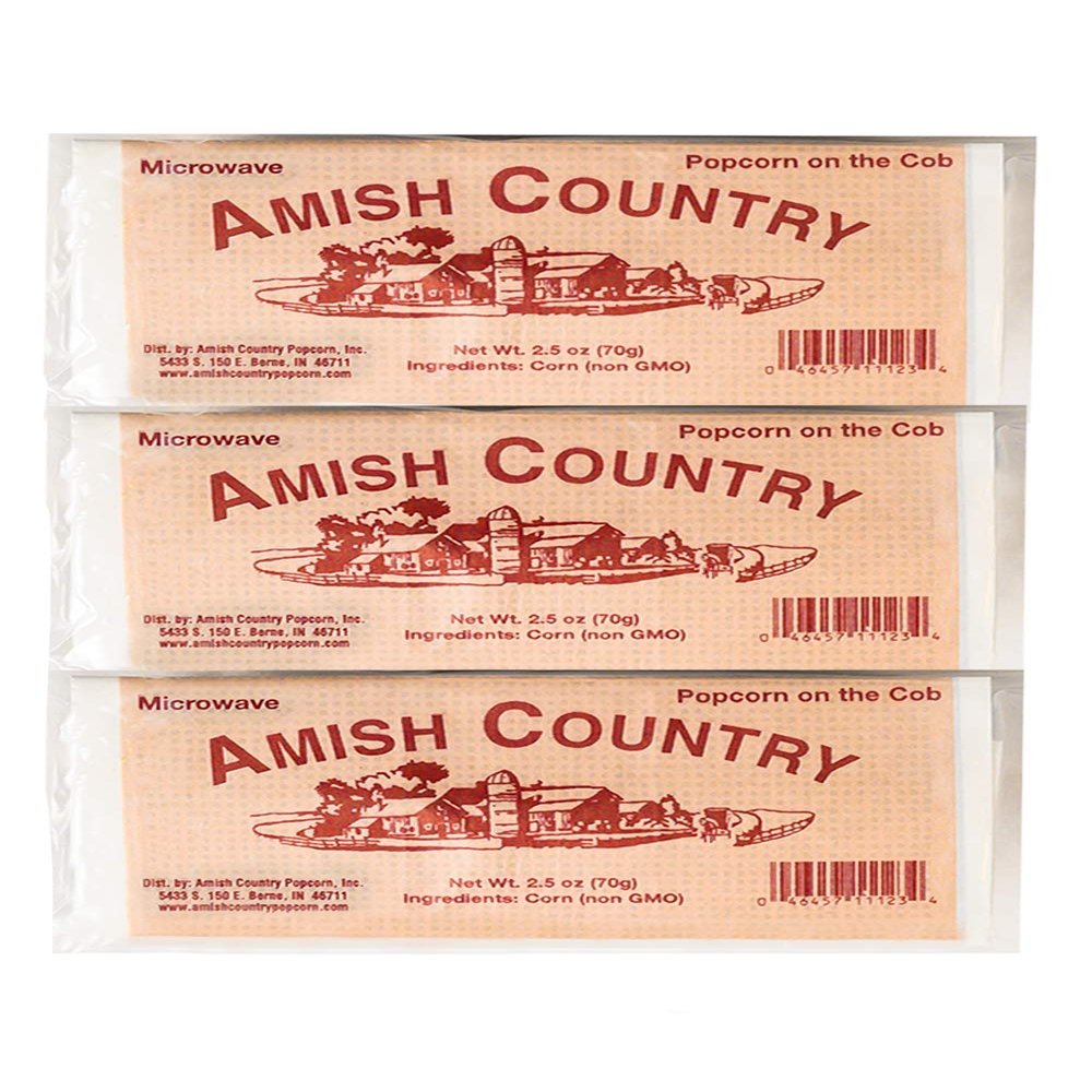 Amish Country Popcorn | Old Fashioned Microwave Popcorn | Non-GMO, Gluten Free, Microwaveable and Kosher (Red Corn on the Cob, 3 Pack)
