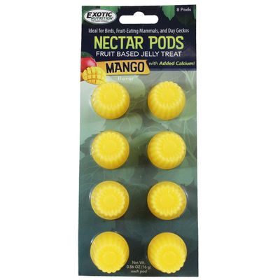 Nectar Pods (Mango) - Calcium-Fortified Jelly Fruit Treat - Sugar Gliders, Marmosets, Squirrels, Parrots, Cockatiels, Parakeets, Lovebirds, Conures, Hamsters, Day Geckos, Kinkajous & Other Small Pets