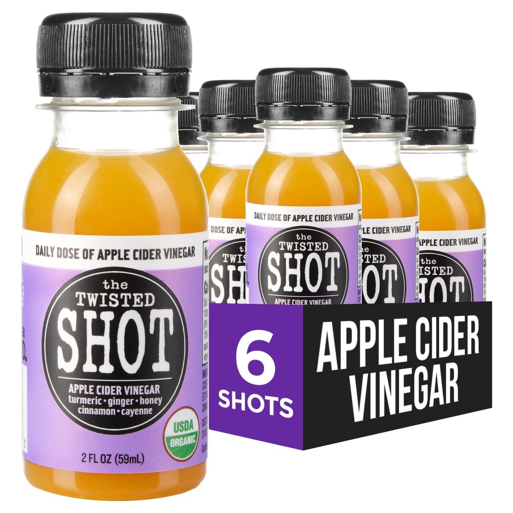 The Twisted Shot Apple Cider Vinegar Shots with Ginger, Turmeric, Honey, Cinnamon & Cayenne | Drink for Digestion, Immunity & Gut Health | Ready to Drink | 6, 2 oz Bottles