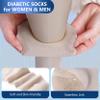 Facool Non-Binding Top Diabetic Socks, Men Women Comfort Smooth Seamless Toe Sensitivity Wide Medical Crew Mid-Calf Socks for Edema,Diabetes,Neuropathy,Circulation,Swelling, 6 Pairs Beige X-Large view 2