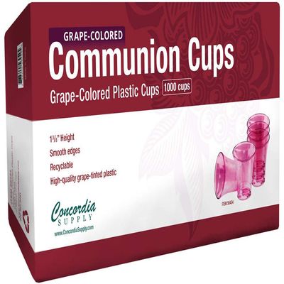 Concordia Supply Communion Cups - 1-3/8" Recyclable Grape Colored Hard Plastic Cups & Fits Standard Holy Communion Trays for Church Services, Fellowship & Santa Cena (1000 Count)