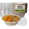 EcoQuality 200 Count 40oz Round Disposable Bowls with Lids Natural Sugarcane Bagasse Bamboo Fibers Sturdy Compostable Eco Friendly Environmental Paper Plastic Bowl Alternative Tree Free view 1