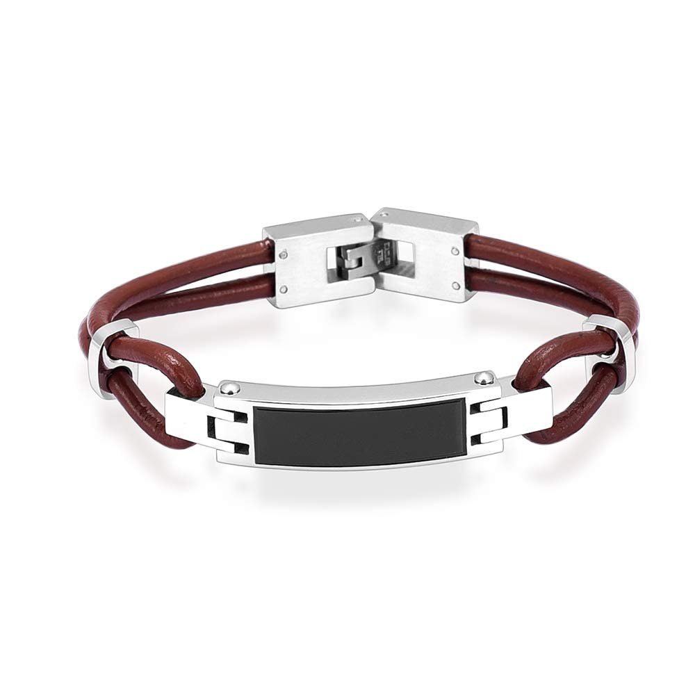 Cremation Bracelet for Ashes - Cremation Jewelery for Men Lockets for Ashes Black Bangle Bracelet Cremation Jewelry for Men Mens Cremation Jewelry + Fill kit + Box (Brown, 18)