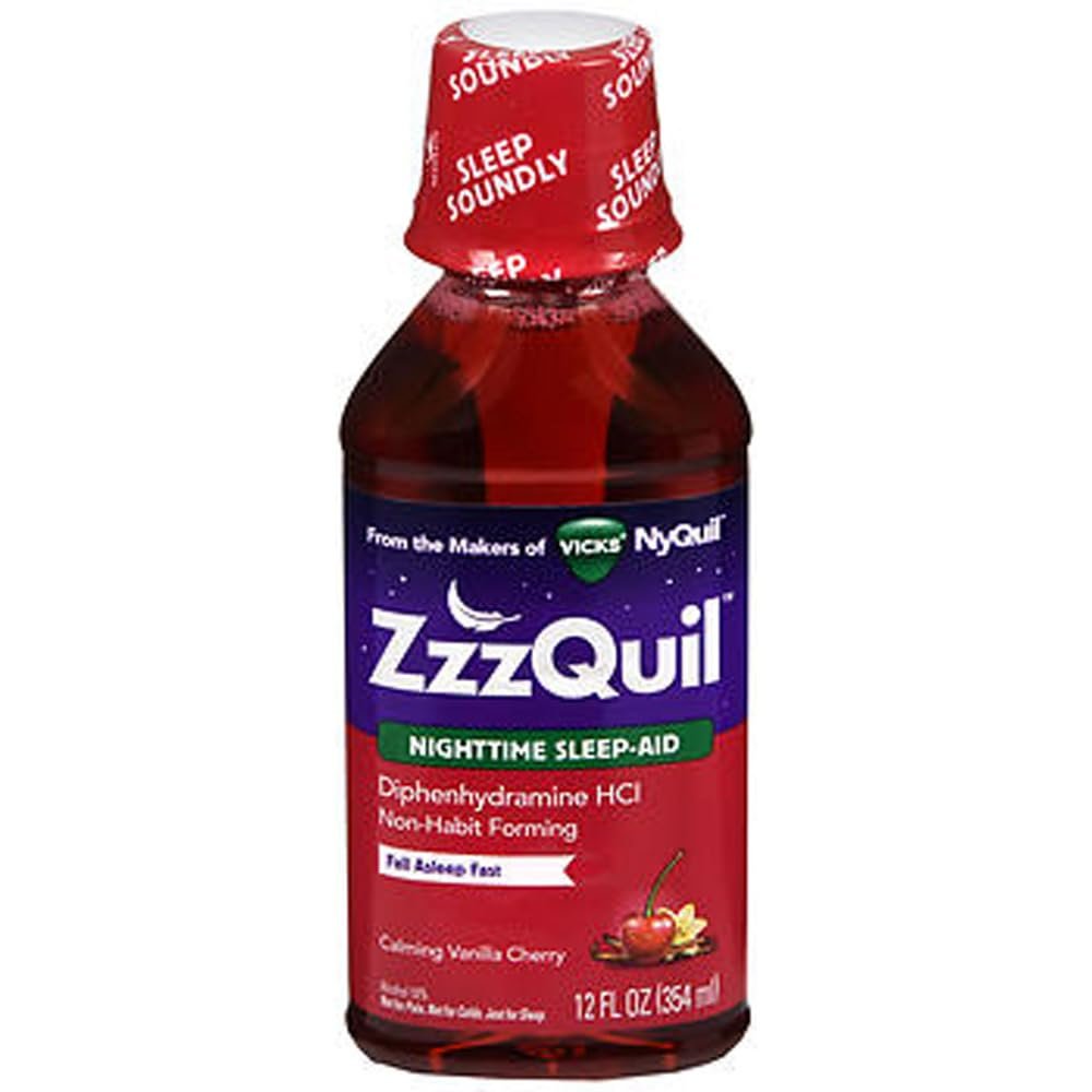 ZzzQuil Nighttime Sleep-Aid Liquid Calming Vanilla Cherry - 12 oz, Pack of 3