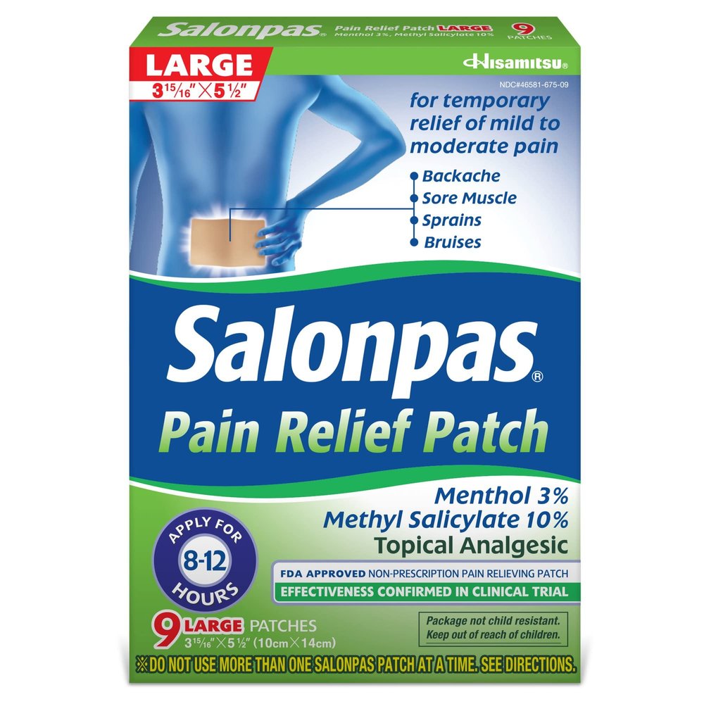 Salonpas Pain Relief Patches Large - 9 ct, Pack of 5