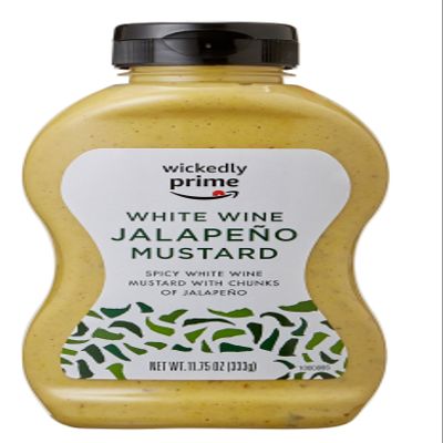 Amazon Brand - Wickedly Prime Mustard, White Wine Jalapeno, 11.75 Ounce