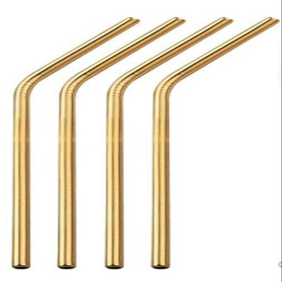4 Eco friendly reusable recyclable drinking straws (Gold)
