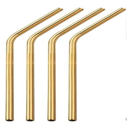 4 Eco friendly reusable recyclable drinking straws (Gold)