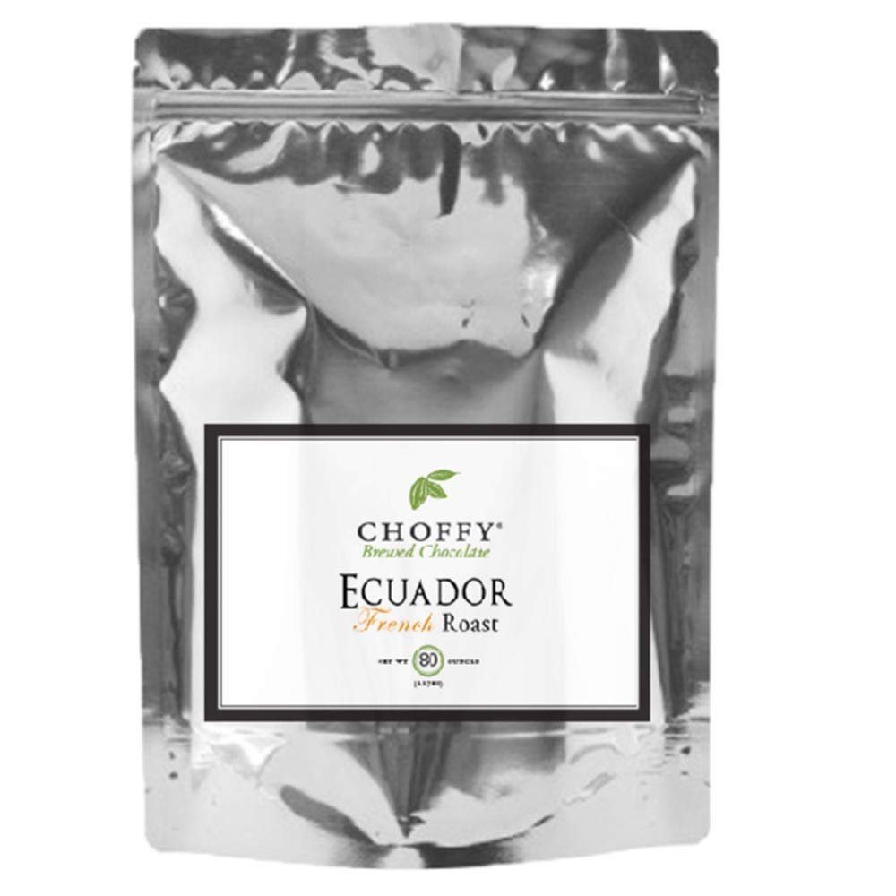 Choffy Brewed Cacao Coffee Alternative Substitute - 80 Oz Ecuador French Roast Flavor - Caffeine Free Brew Cacao Ground Drinking for Coffee and Dark Chocolate Lovers, Healthy Rich Chocolate Drink, Nutrients for Mood & Energy