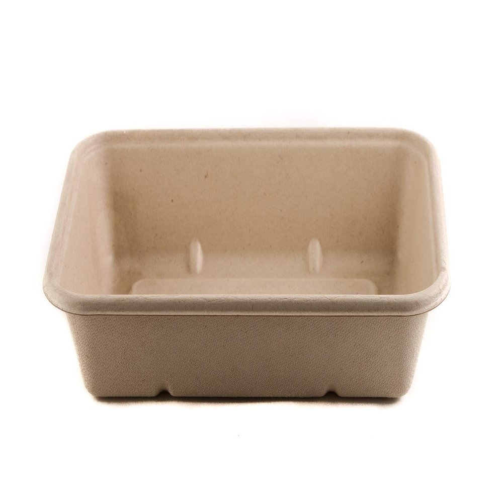 [150 Pack] 29oz Compostable Eco Friendly Container Trays - Rectangular Oblong Tree Free Sugarcane Bagasse Meal Prep Bento Boxes Take Out Catering Microwavable Deep Container by EcoQuality