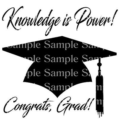1/2 Sheet - Knowledge is Power 2019 Graduation Cap - D24297-2D Edible Cake/Cupcake Party Topper - D24297