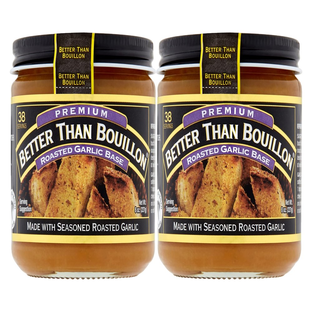Better Than Bouillon Premium Roasted Garlic Base, Made with Seasoned Roasted Garlic, 38 Servings Per Jar, 8 Ounce (Pack of 2)