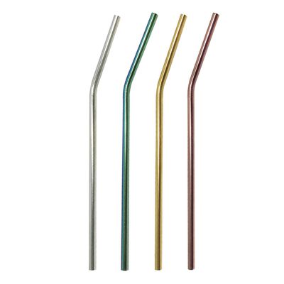 4 Eco friendly reusable recyclable drinking straws (Multi-Color)