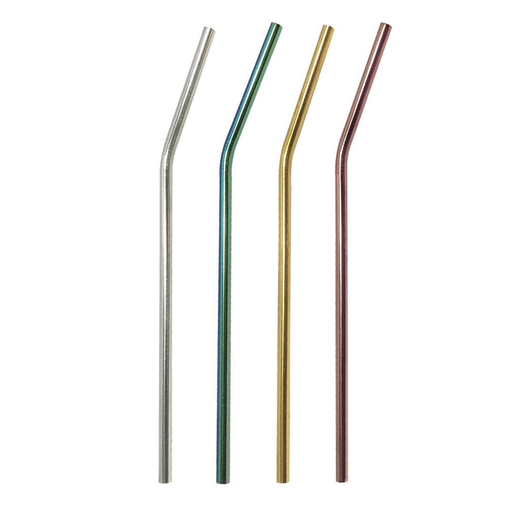 4 Eco friendly reusable recyclable drinking straws (Multi-Color)
