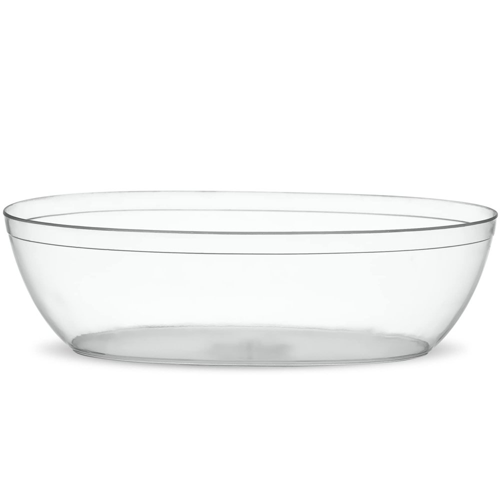 PLASTICPRO Disposable Oval Serving Bowls, Party Snack or Salad Bowl, 32-Ounce, Plastic Crystal Clear Pack of 8