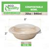 [2 Pack of 75] - EcoQuality 32oz Round Disposable Bowls with Dome Lids Natural Sugarcane Bagasse Bamboo Fibers Sturdy Compostable Eco Friendly Environmental Paper Plastic Bowl Alternative Tree Free view 2