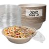 [2 Pack of 300] - EcoQuality 32oz Round Disposable Bowls with Dome Lids Natural Sugarcane Bagasse Bamboo Fibers Sturdy Compostable Eco Friendly Environmental Paper Plastic Bowl Alternative Tree Free view 1