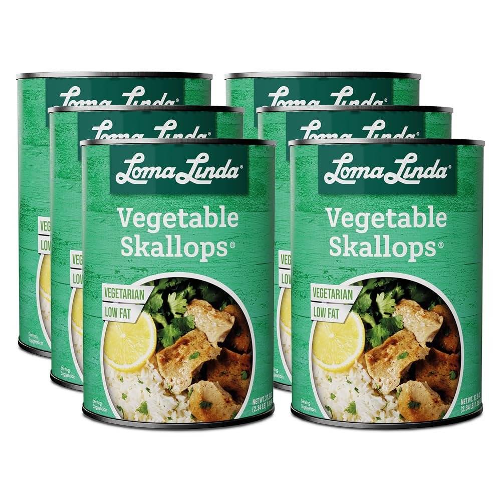 Loma Linda Vegetable Skallops - Meatless Scallops, 15 oz Cans (6 Pack)