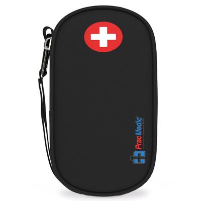 PracMedic Bags EpiPen Carry Case- Insulated Compact Epi Pens Carrying Case holds 2 Epipens or Auvi-Q, Inhaler, Medicines for Immediate Access to Allergy Medications During Emergencies (Black)