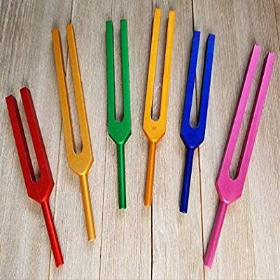 OM Industries SolfeggioTuning Forks Color Set of 6 Unweighted with Activator and Velvet Pouch DNA Repair Blessings Miracles Awakening Liberation