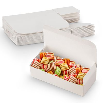 MT Products White Gift Boxes for Candy & Chocolates - 5" x 2 1/4" x 1 1/4" - Extra Small Auto-Bottom Fudge & Truffle Box (Pack of 20) - Made in USA - Ideal for Jewelry & Soap