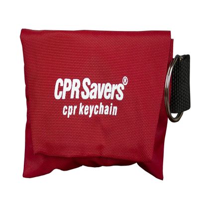CPR Savers & First Aid Supply CPR Face Shield Mask Keychain Kit with Gloves for CPR Training and Rescue (20, Red)